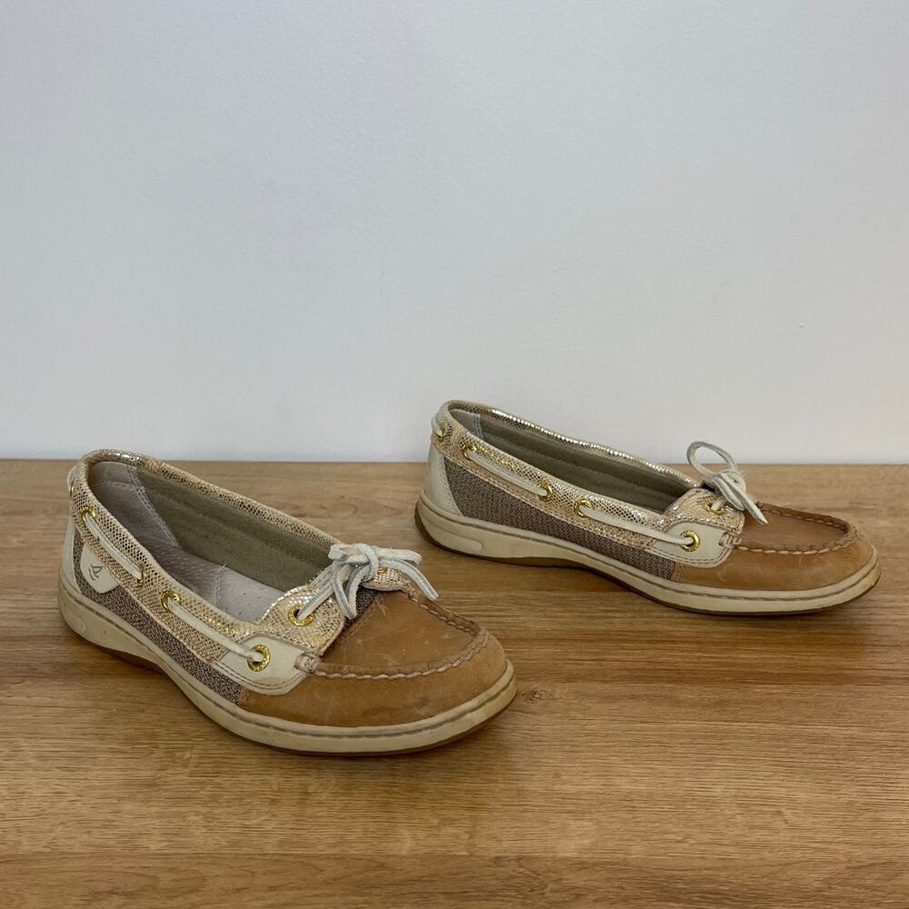 Sperry Top Sider Womens Angelfish Metallic Boat Shoe Size 6 Brown Gold Fisherman - Picture 3 of 7